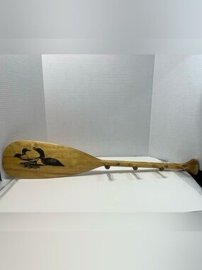 UPPER CANADA PADDLE COMPANY rustic Loon print paddle with pegs cottage decor